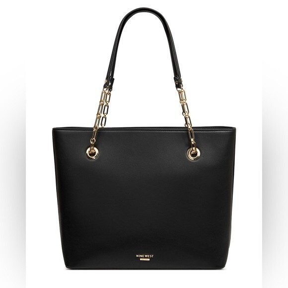 Nine West Black and Gold Ehani Tote NWOT - Picture 1 of 16